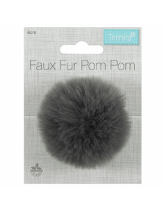Pompón imitación piel 6 cm - Gris 2