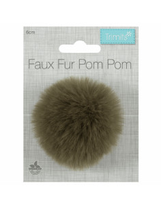 Pompón imitación piel 6 cm - Caqui 2