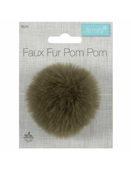 Pompón imitación piel 6 cm - Caqui