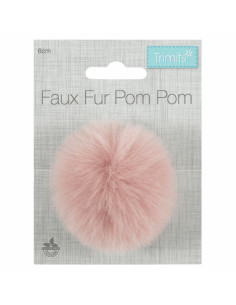 Pompón imitación piel 6 cm - Rosa claro 2