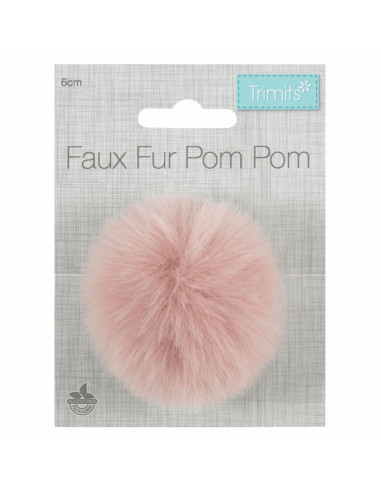 Pompón imitación piel 6 cm - Rosa claro