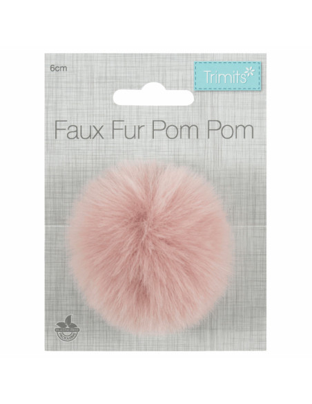 Pompón imitación piel 6 cm - Rosa claro