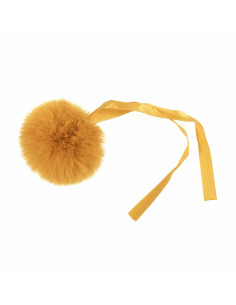 Pompón imitación de piel 6 cm - Mostaza