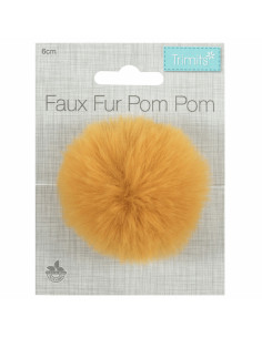 Pompón imitación de piel 6 cm - Mostaza 2