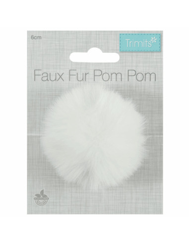 Pompón imitación piel 6 cm - Blanco