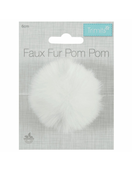 Pompón imitación piel 6 cm - Blanco