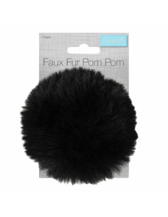 Pompón imitación piel 11 cm - Negro 2