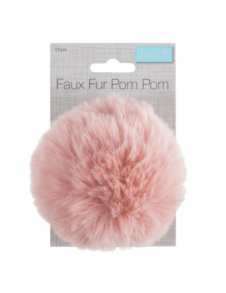 Pompón imitación piel 11 cm - Rosa claro