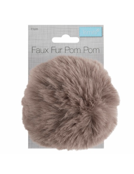 Pompón imitación piel 11 cm - Visón
