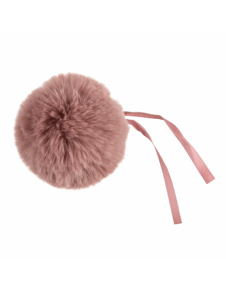 Pompón imitación piel 11 cm - Rosa viejo