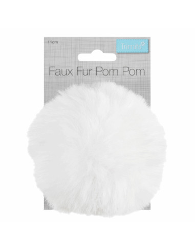 Pompón imitación piel 11 cm - Blanco