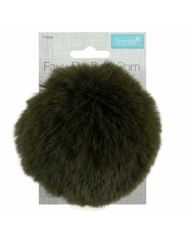 Pompón imitación piel 11 cm - Caqui