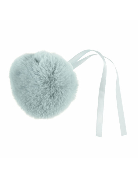 Pompón imitación piel 11 cm - Gris azul