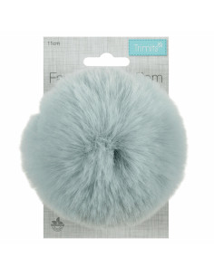 Pompón imitación piel 11 cm - Gris azul 2