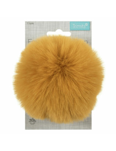Pompón imitación piel 11 cm - Mostaza 2