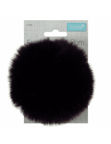 Pompón imitación piel 11 cm - Berenjena