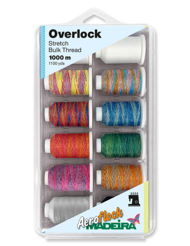 Caja de 12 conos de hilo espuma Aeroflock Madeira - Multicolor