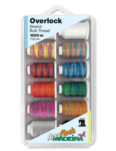 Caja de 12 conos de hilo espuma Aeroflock Madeira - Multicolor