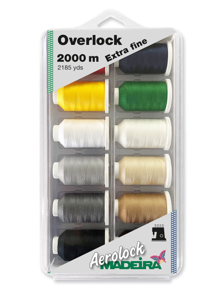 Caja de 12 conos para overlock Aerolock n° 180 Madeira