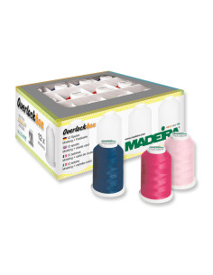 Caja de 12 conos para remalladora Overlockbox Madeira - Azul marino y rosa
