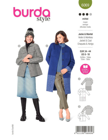 Patrón de abrigo y chaqueta - Burda 6069