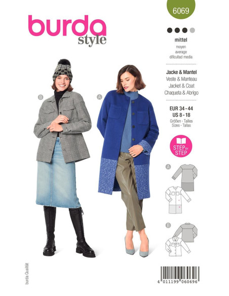 Patrón de abrigo y chaqueta - Burda 6069