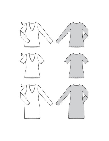 Patrón de camiseta y vestido - Burda 6075