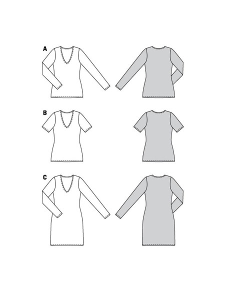 Patrón de camiseta y vestido - Burda 6075
