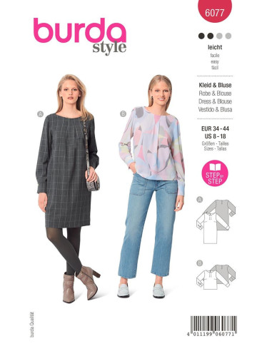Patrón de vestido y blusa - Burda 6077