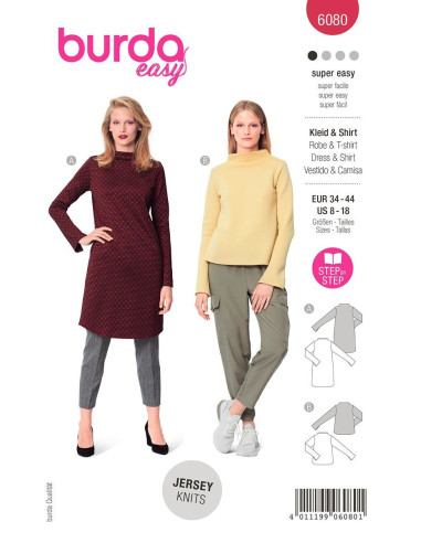 Patrón de vestido y camiseta - Burda 6080