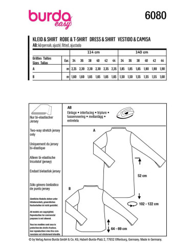 Patrón de vestido y camiseta - Burda 6080