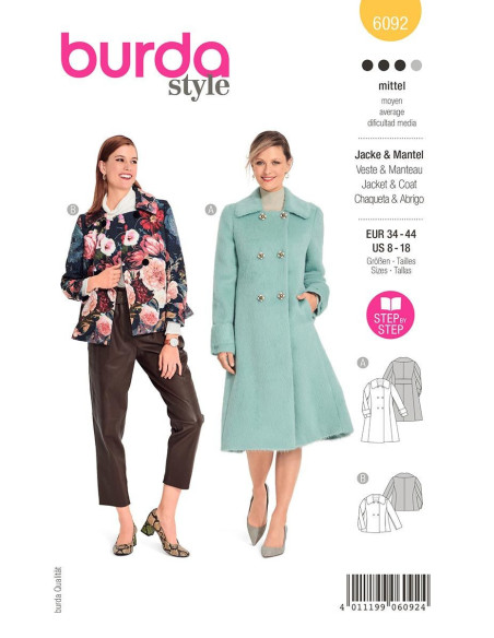 Patrón de abrigo y chaqueta - Burda 6092