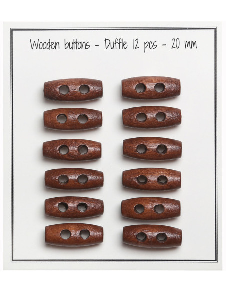 Juego de 12 botones de madera clara en forma de tronco de 20 mm