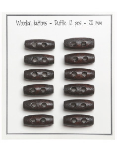 Juego de 12 botones de madera en forma de tronco marrón oscuro de 20 mm.