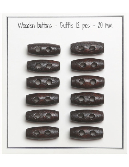Juego de 12 botones de madera en forma de tronco marrón oscuro de 20 mm.