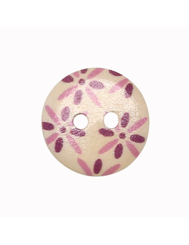 Juego de 8 botones de madera de 15 mm - Flores