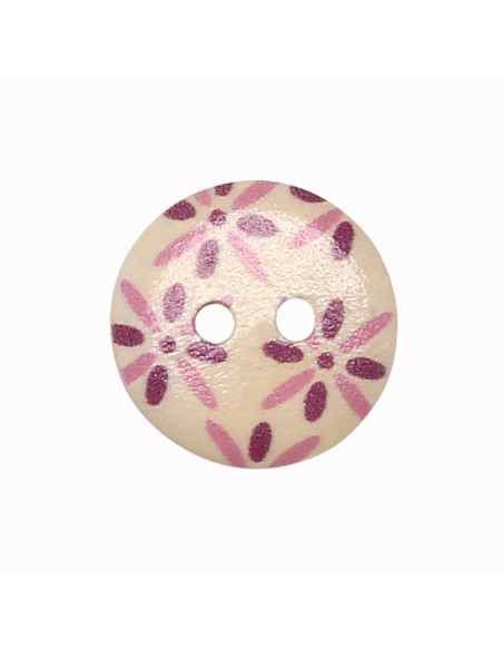 Juego de 8 botones de madera de 15 mm - Flores