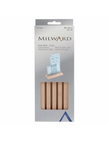 Caja de madera con 4 ranuras para reglas de patchwork