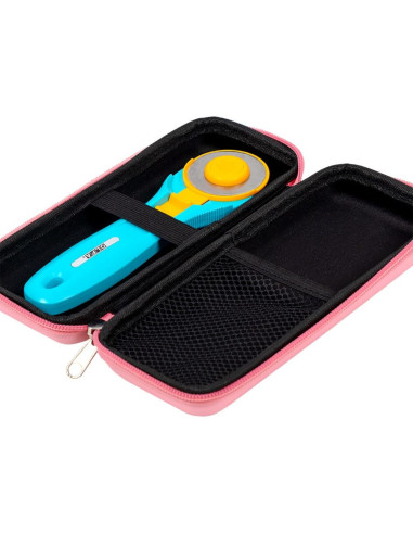 Estuche de almacenamiento para cortador rotativo rosa - Me encanta el acolchado