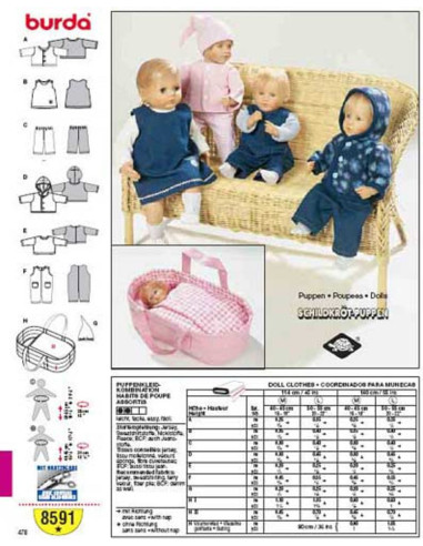 Patrón Ropa de muñecas - Burda 8591
