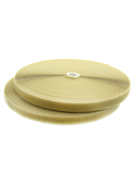 Cinta autoadherente para coser beige de 20 mm de ancho, rollo de 25 metros.
