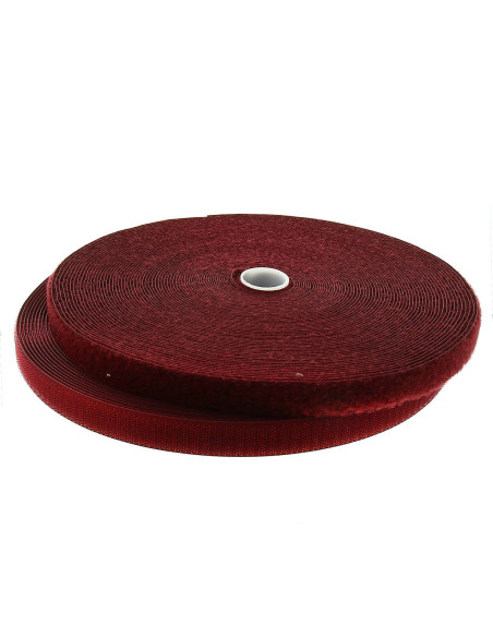 Cinta autoadherente para coser burdeos de 20 mm de ancho, rollo de 25 metros.