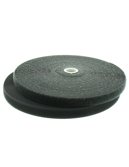 Cinta autoadherente para coser gris oscuro de 20 mm de ancho, rollo de 25 metros.