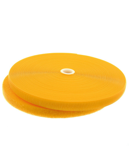 Cinta autoadherente para coser amarilla de 20 mm de ancho, rollo de 25 metros.