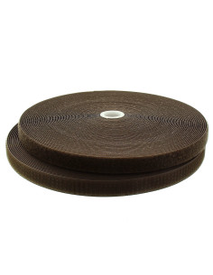 Cinta autoadherente para coser marrón oscuro de 20 mm de ancho, rollo de 25 metros.