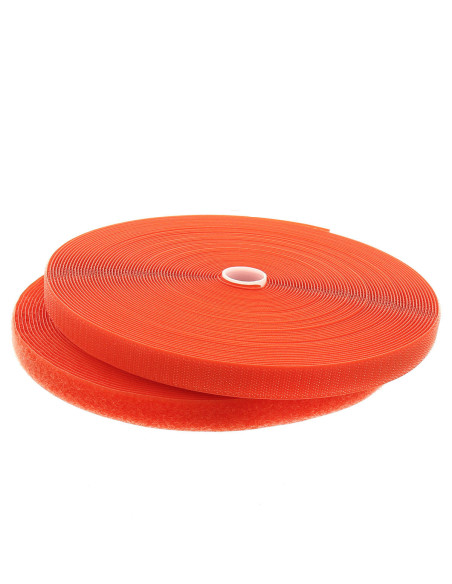 Cinta autoadherente para coser naranja de 20 mm de ancho, rollo de 25 metros.
