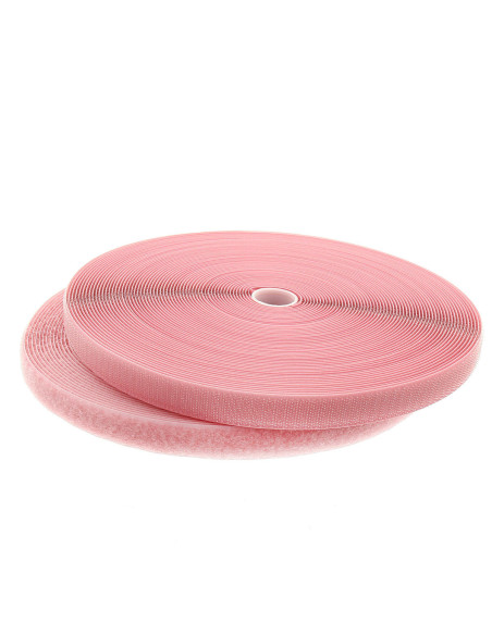Cinta autoadherente para coser rosa claro de 20 mm de ancho, rollo de 25 metros.