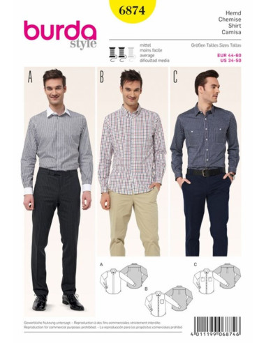 Patrón de camisa - Burda 6874