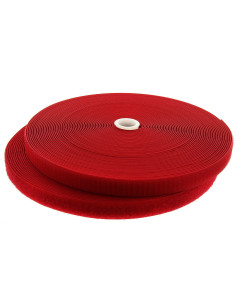 Cinta autoadherente para coser roja de 20 mm de ancho, rollo de 25 metros.