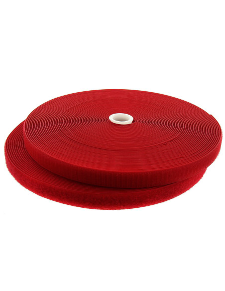 Cinta autoadherente para coser roja de 20 mm de ancho, rollo de 25 metros.